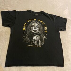 DOM Vintage Graphic T Shirt Mens XL Black Clown 8 Ball Make Your Own‎ Luck Tee